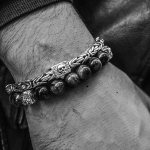 Men!s 925 Sterling Silver Bracelet w Skull Clasp